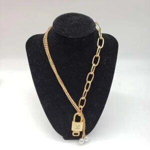 100% Auth Louis Vuitton Lock & Key with Unbranded Gold Plated Chain Necklace